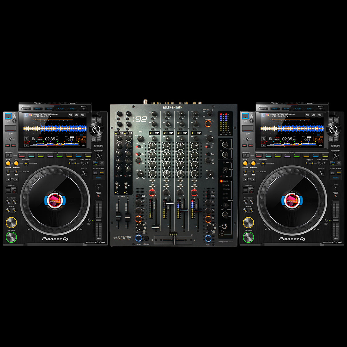 Pioneer CDJ3000 ( 2x ) + Allen&Heath Xone92 Ibiza rent mixing console DJ-booth
